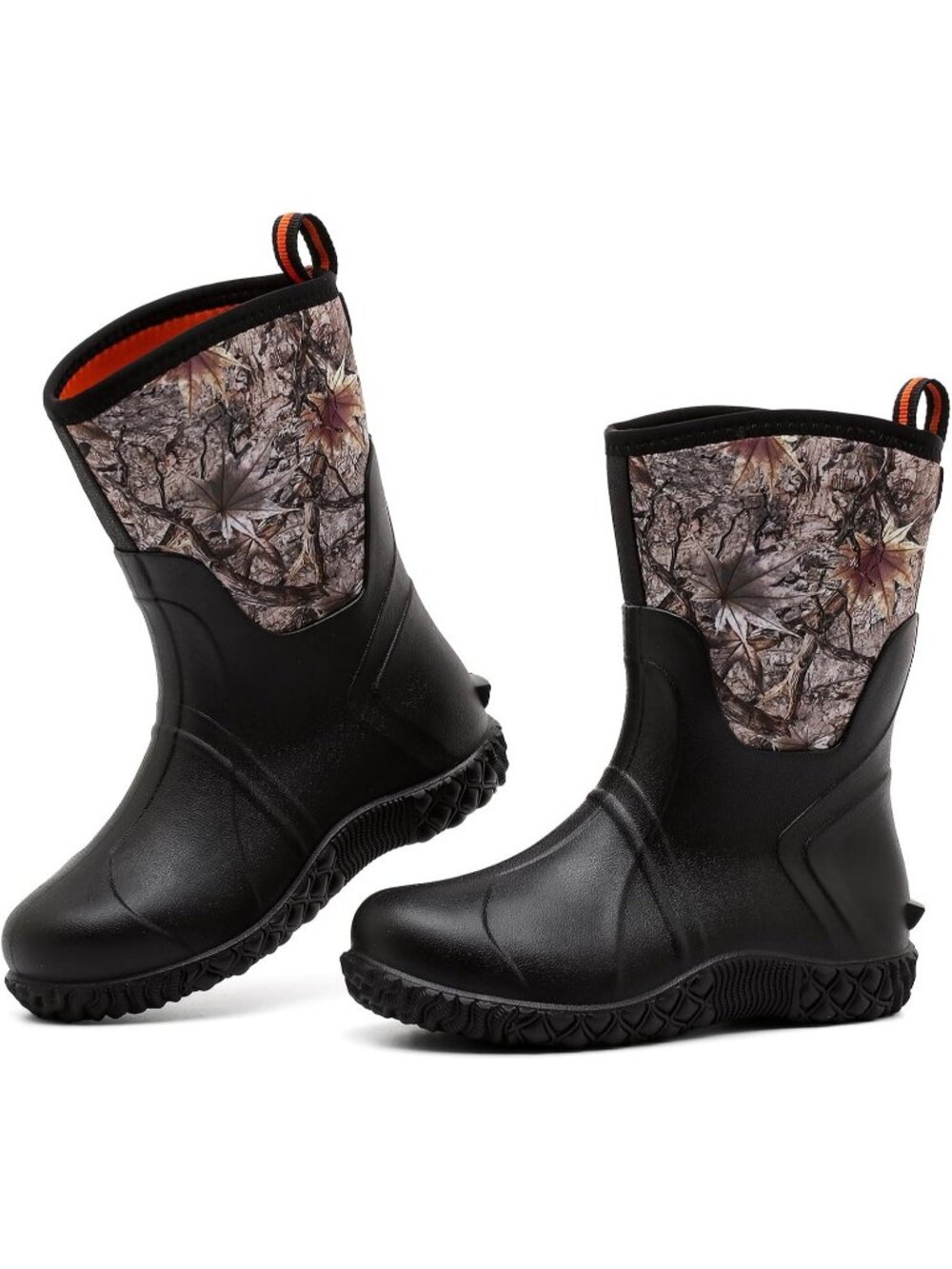 Women's Black Waterproof Breathable Mid Calf Design Garden Work Mud Rain Boots